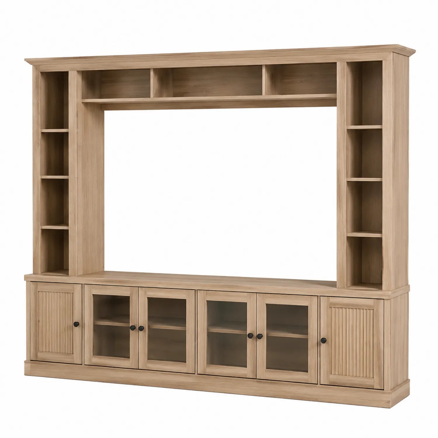 TV-Schrank-Set aus Holz und Glas Beige 200cm x 180cm x 40cm