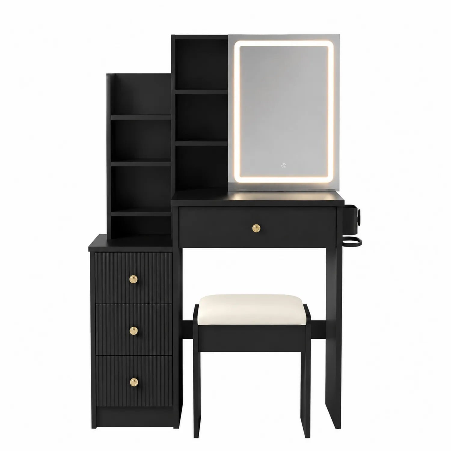 Schminktisch Set MDF mit Spiegel und Hocker 80x40x140cm