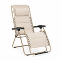 Klappbare Sonnenliege aus Stahl mit Leinen in Beige