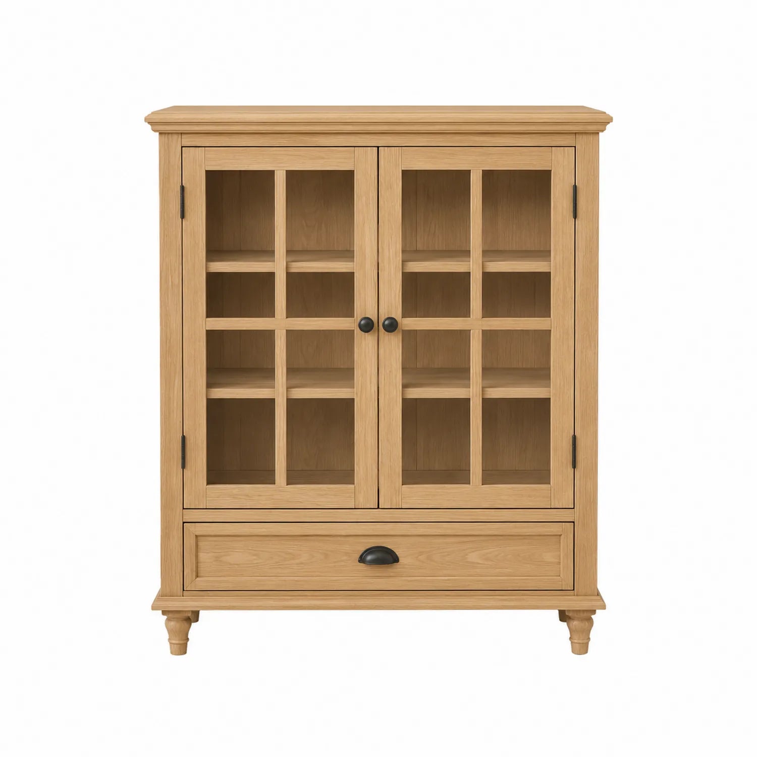 Sideboard aus Eichenholz mit Glastüren und Schublade 120x80x40cm