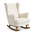 Schaukelstuhl Bouclé Creme Massivholz