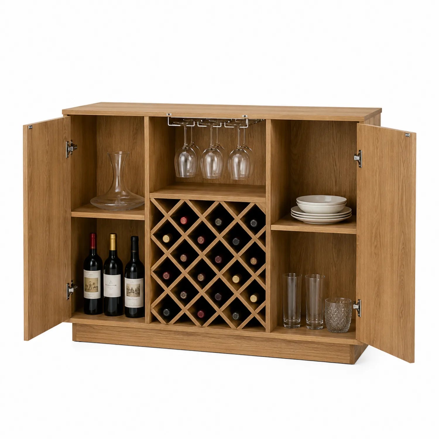 Weinregal Schrank Eiche Massivholz 91cm x 116cm x 35cm
