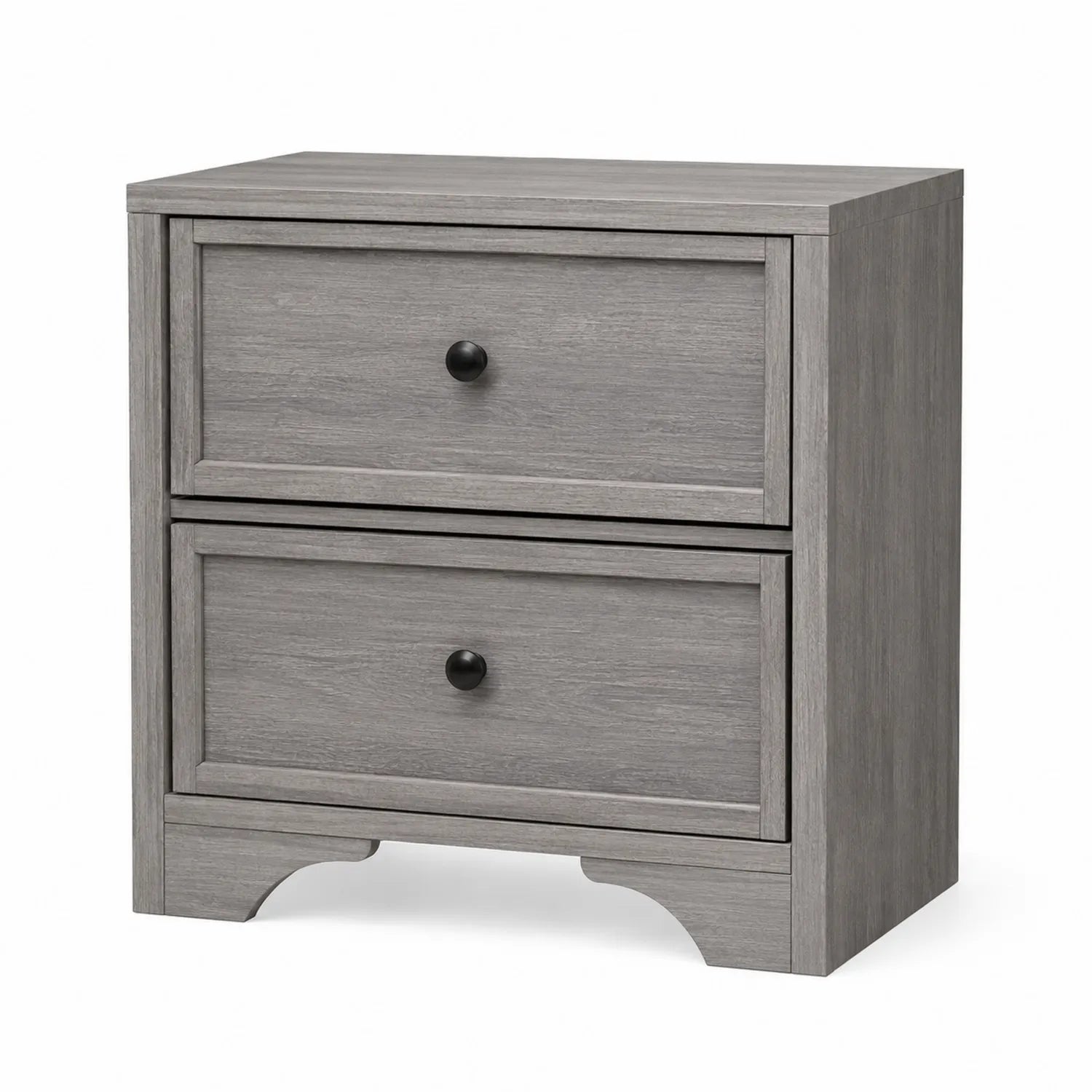 Grau Holz Nachttisch mit 2 Schubladen 60x40x55cm