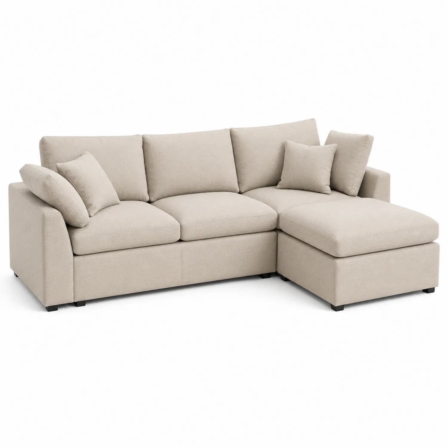 Ecksofa aus Stoff Beige mit Ottomane