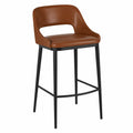 Barhocker Metall mit PU-Leder Braun 100 cm