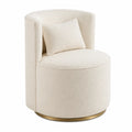 Runder Stoffstuhl mit Metallbasis Beige und Gold 75 cm