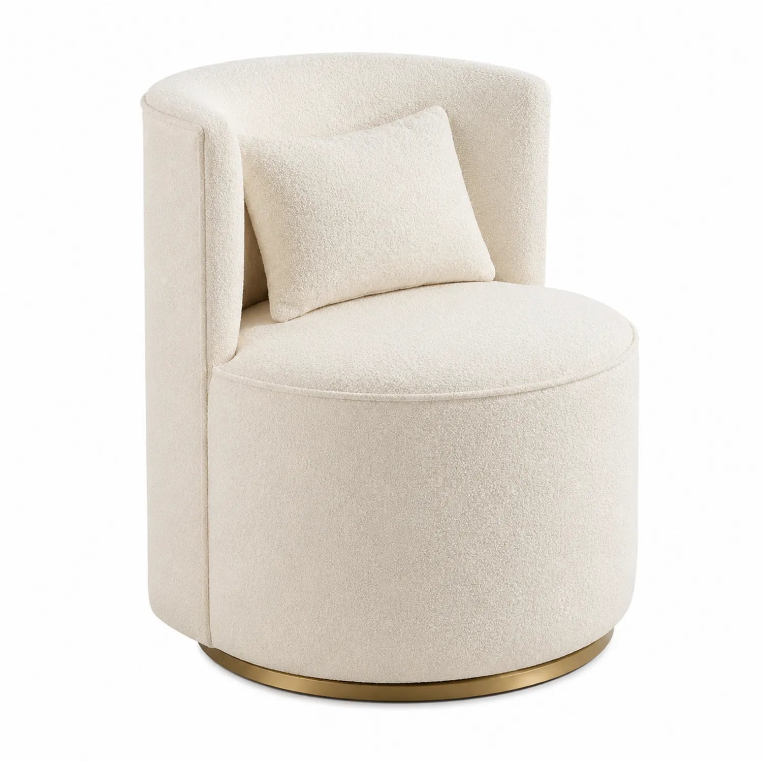 Runder Stoffstuhl mit Metallbasis Beige und Gold 75 cm