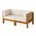 Garten-Ecksofa Akazienholz Creme Polyester