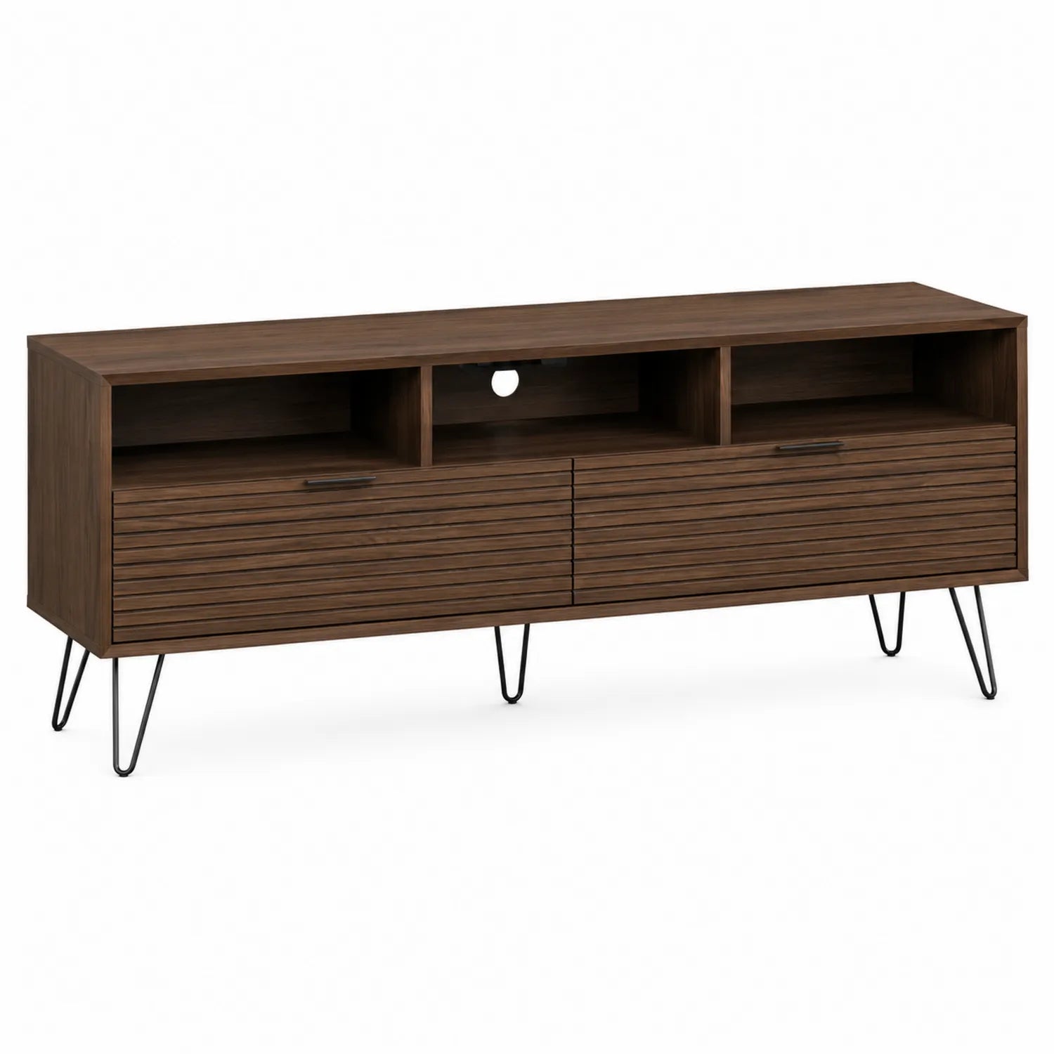 TV-Schrank MDF Walnussoptik mit Metallbeinen