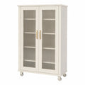 Aufbewahrungsschrank mit Glasfront Weiß Holz 180x80x45 cm