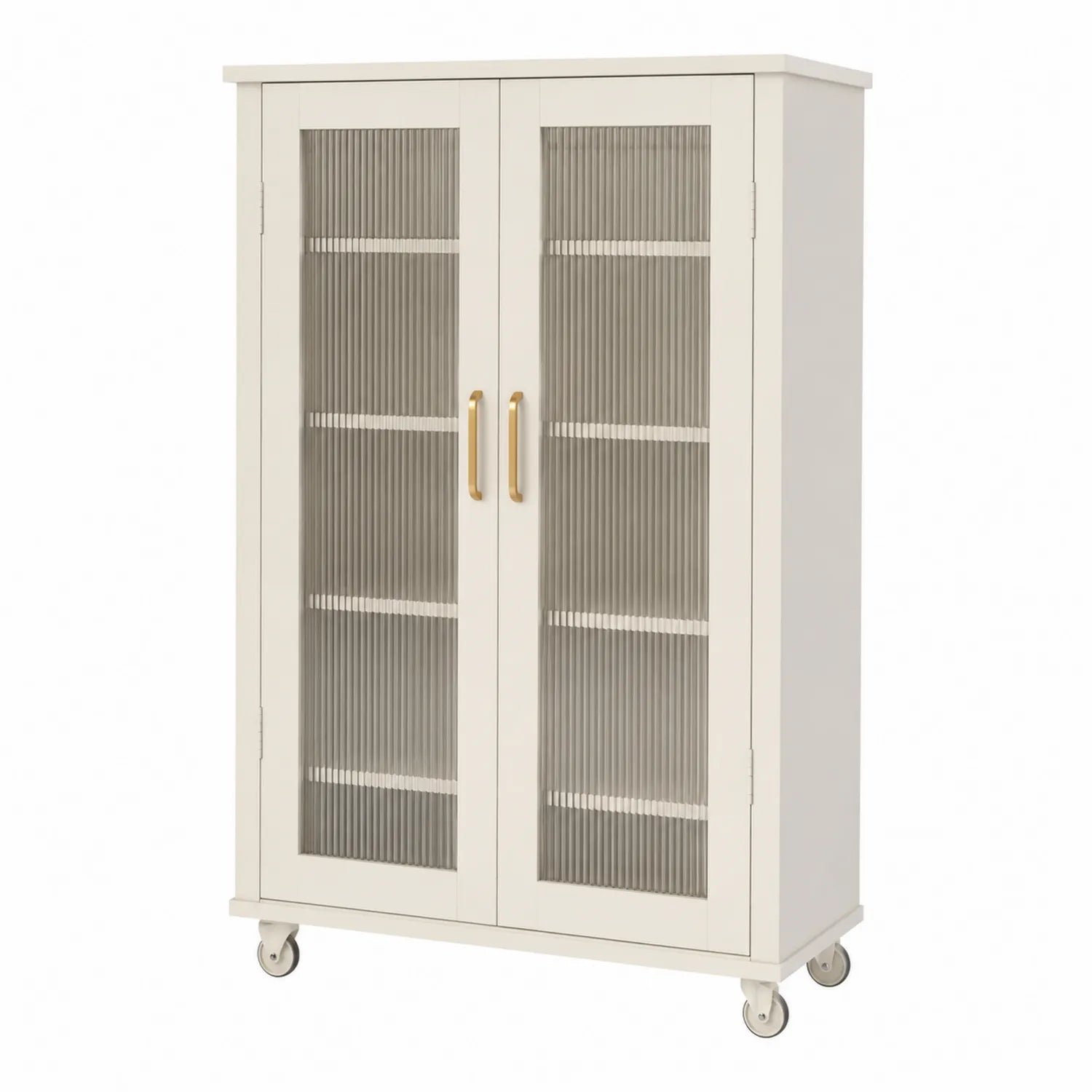 Aufbewahrungsschrank mit Glasfront Weiß Holz 180x80x45 cm