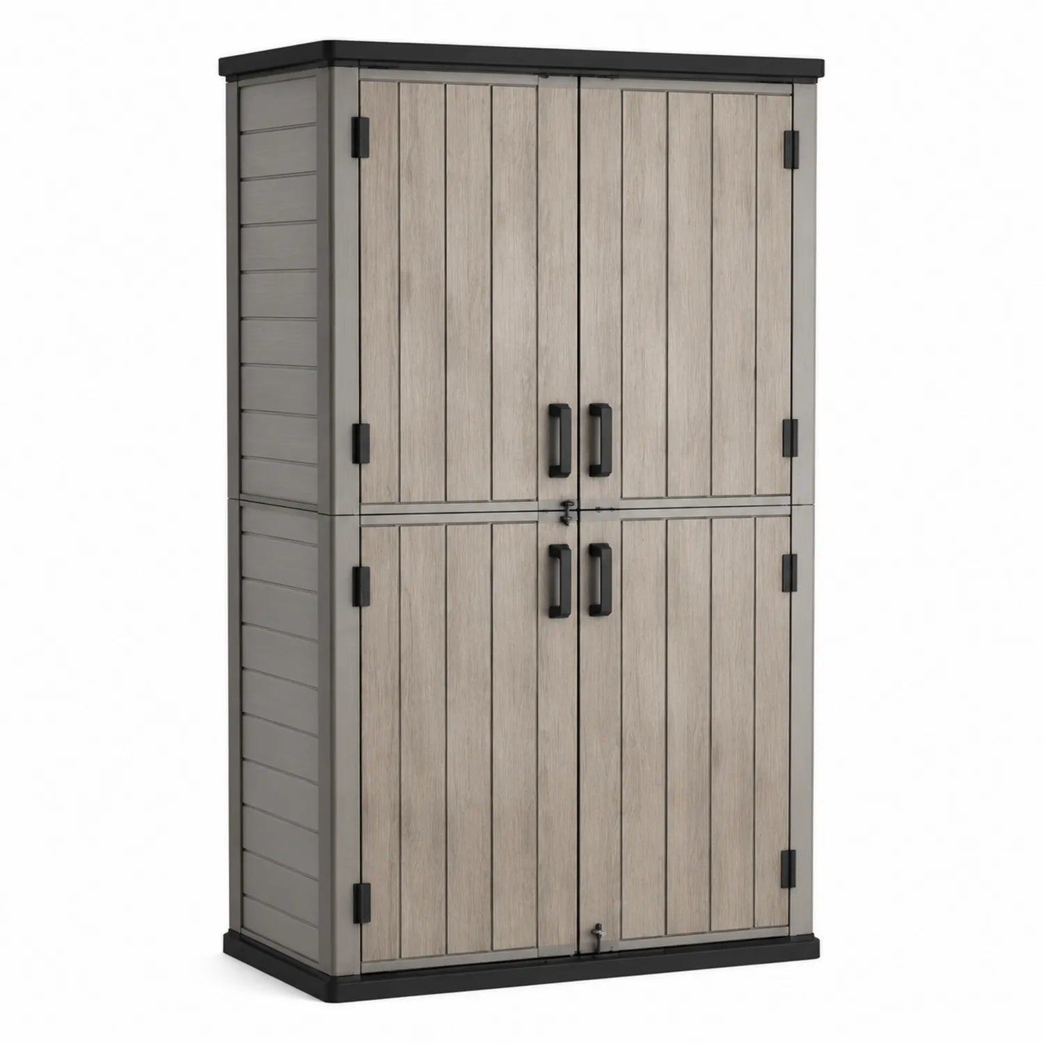 Garten Aufbewahrungsschrank Kunststoff Holzoptik Grau 182cm