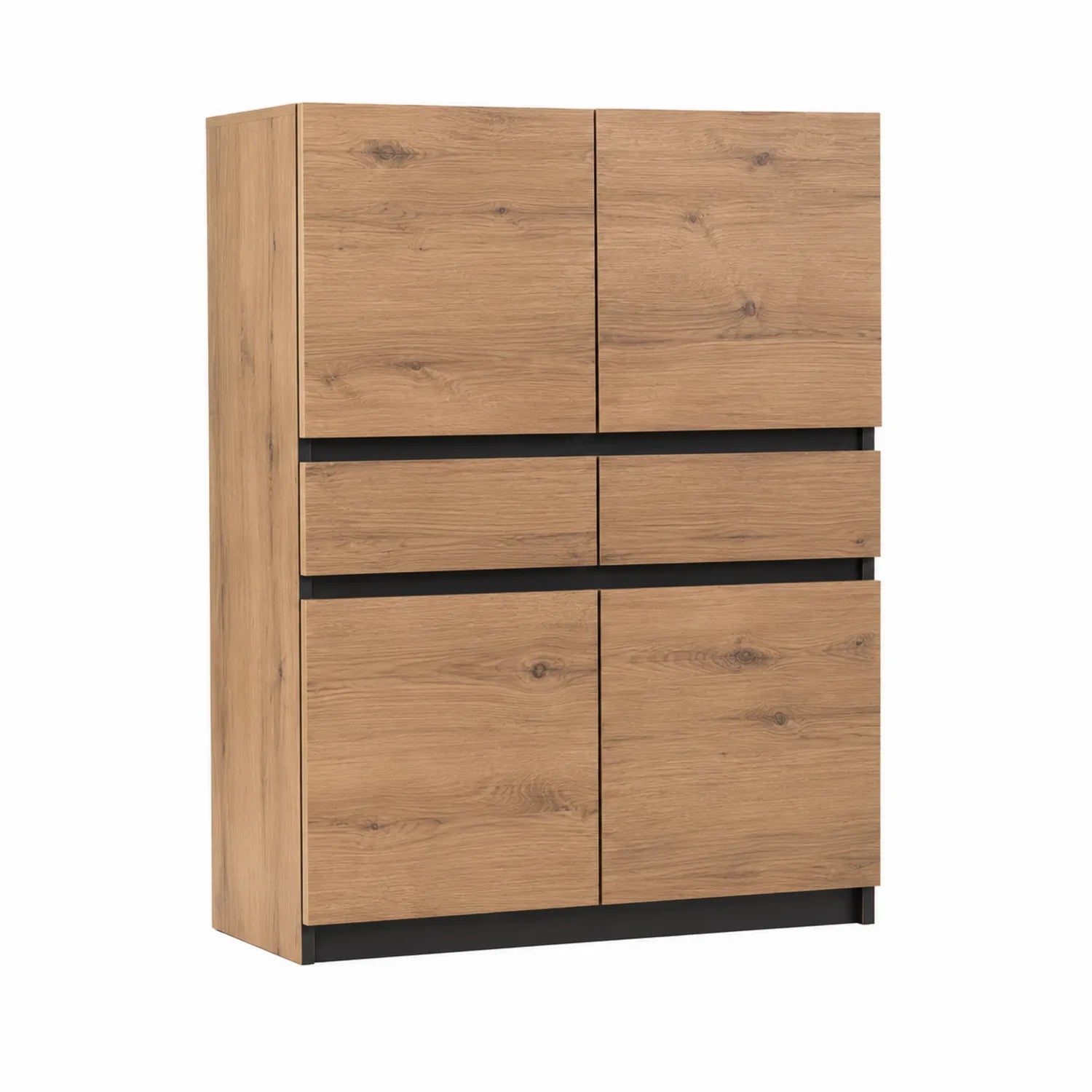 Sideboard aus Eichenfurnier mit 2 Türen und 4 Schubladen 120x40x160 cm Eiche