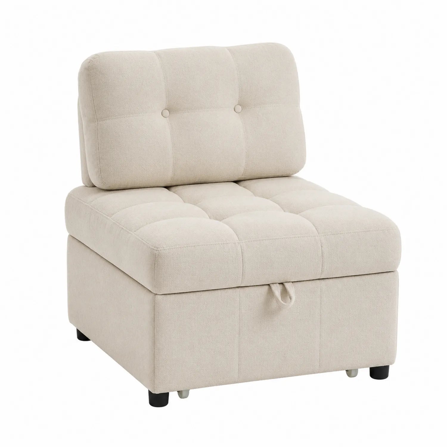 Beiger Stoffsessel mit Stauraum