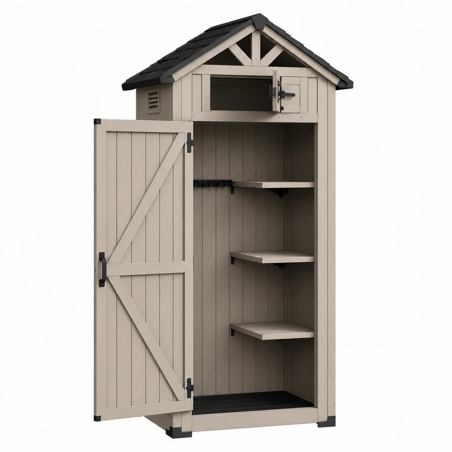 Garten Geräteschrank aus Kunststoff mit Regalen Beige