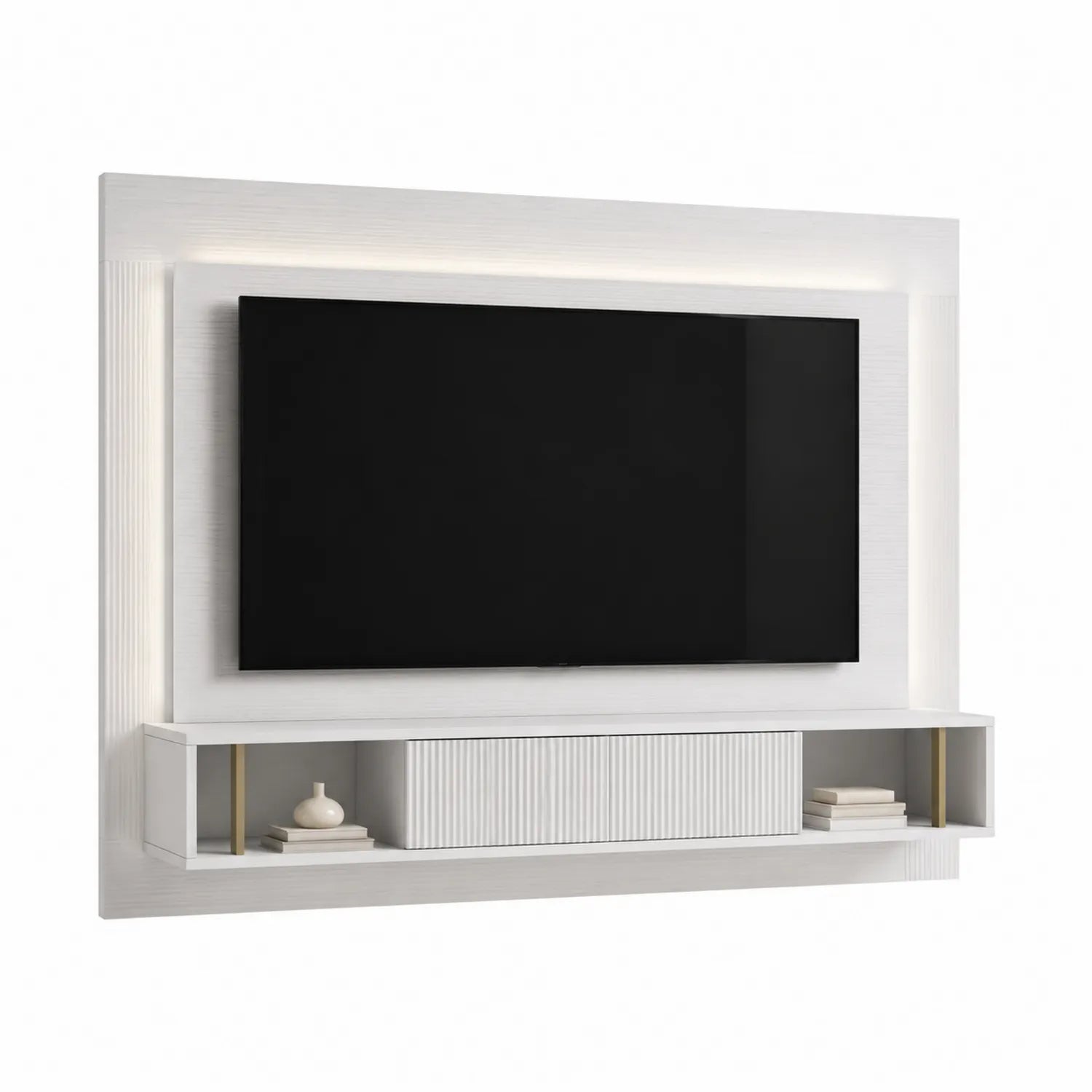 Wandmontiertes TV-Entertainment-Center aus Holzwerkstoff mit LED-Licht, geeignet für Fernseher bis 70 Zoll