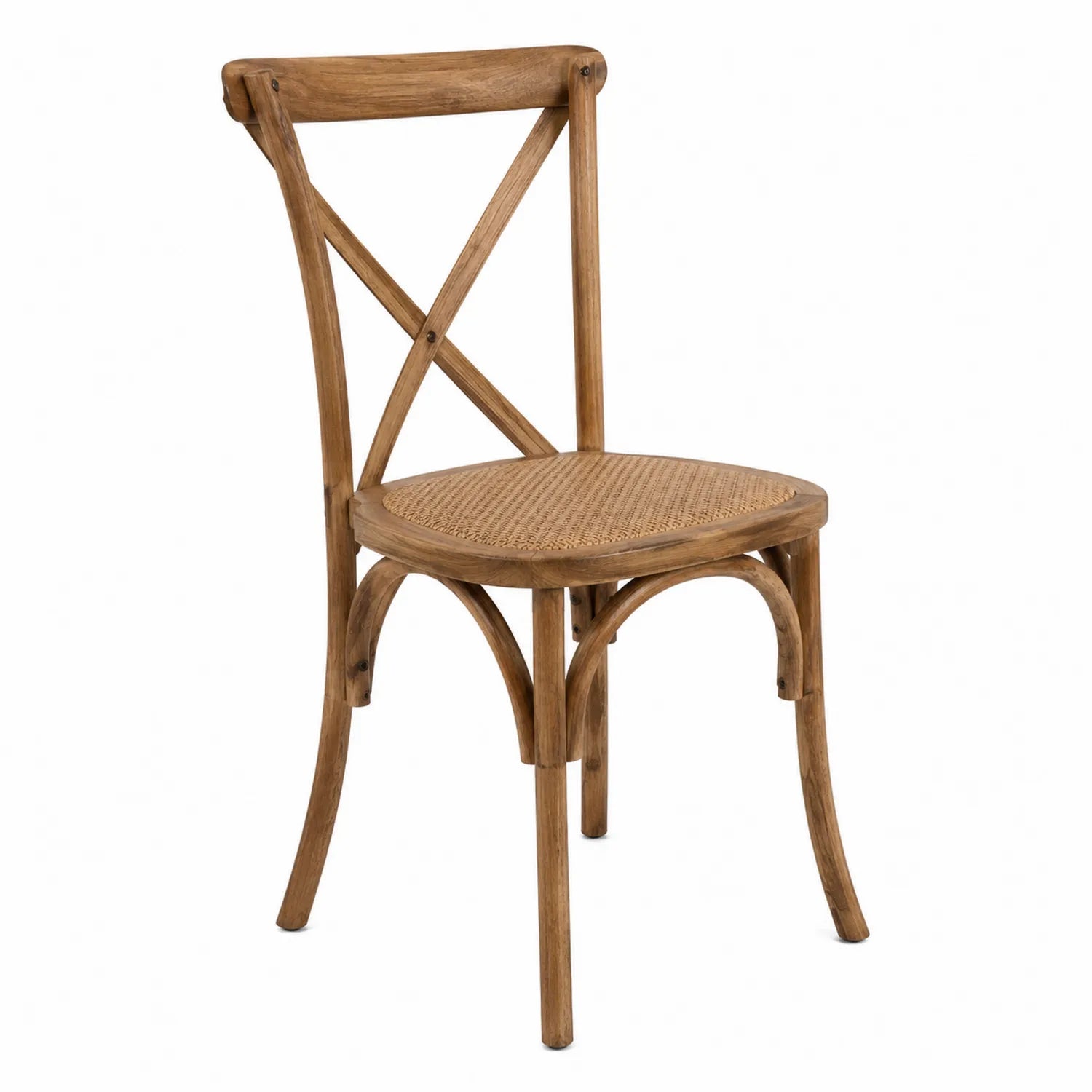 Holzstuhl mit Rattansitz in Braun