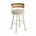 Barhocker mit drehbarem Sitz aus Stoff und Holzrahmen Beige
