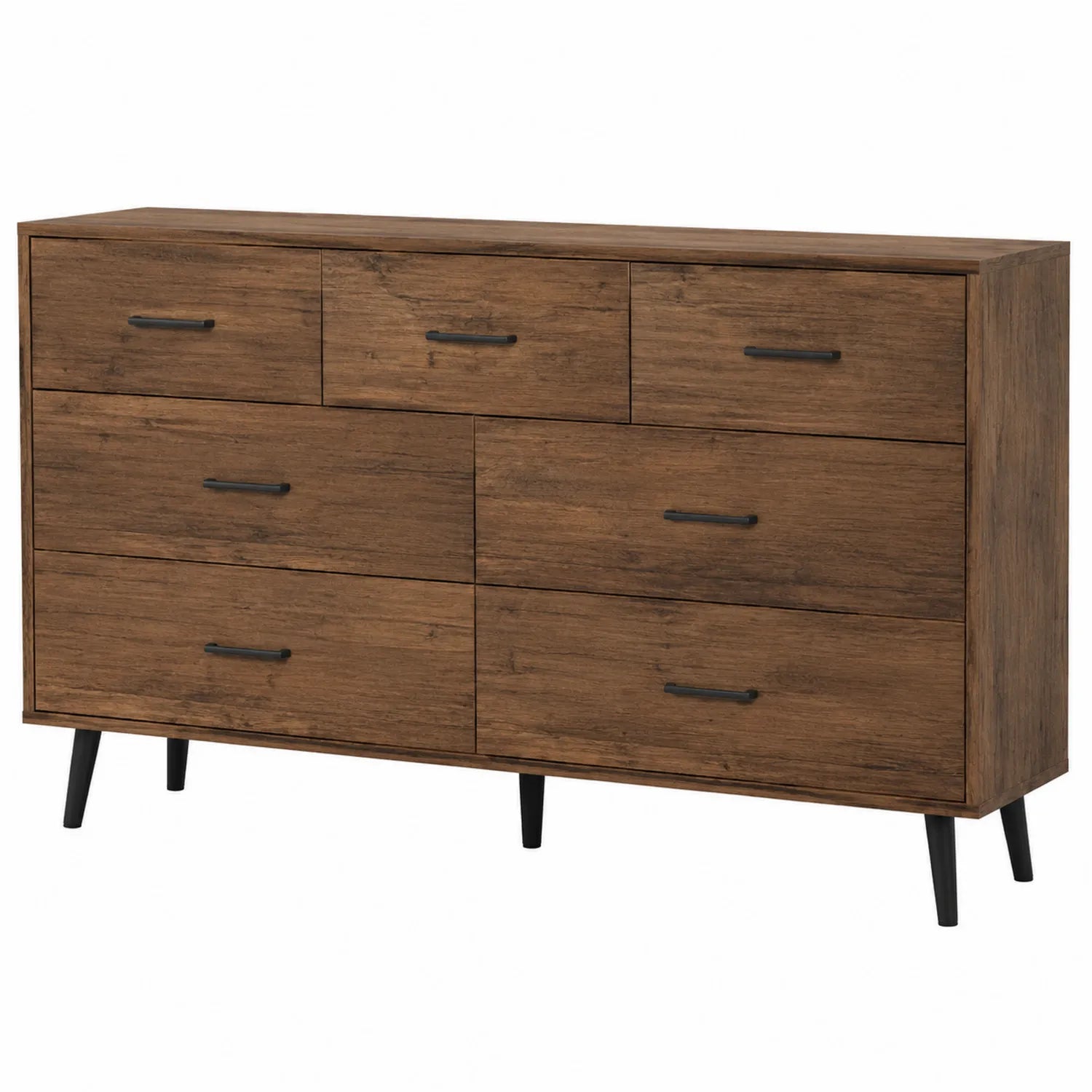 Braune Holzkommode mit 7 Schubladen