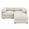 Ecksofa mit Hocker Stoff Beige