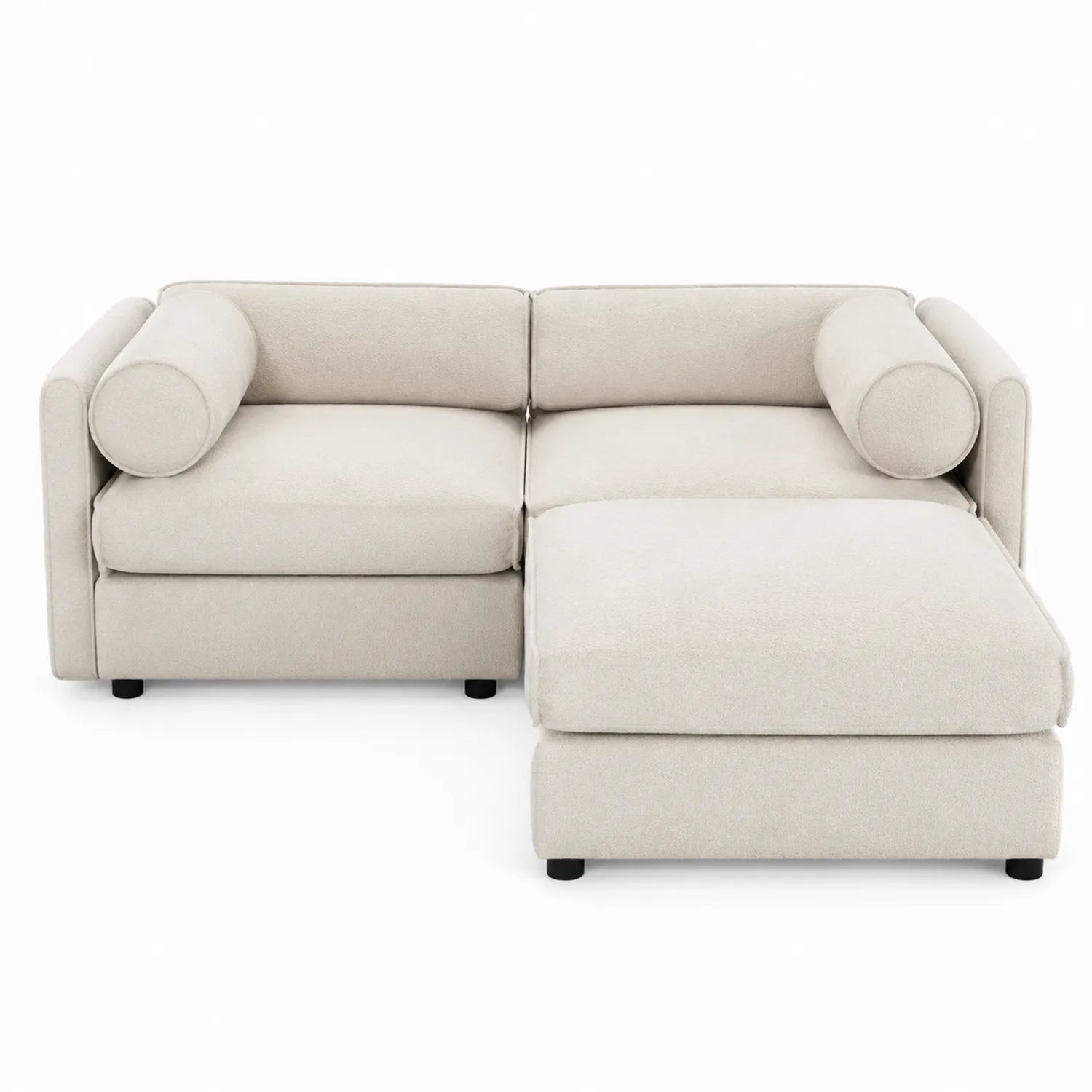 Ecksofa mit Hocker Stoff Beige