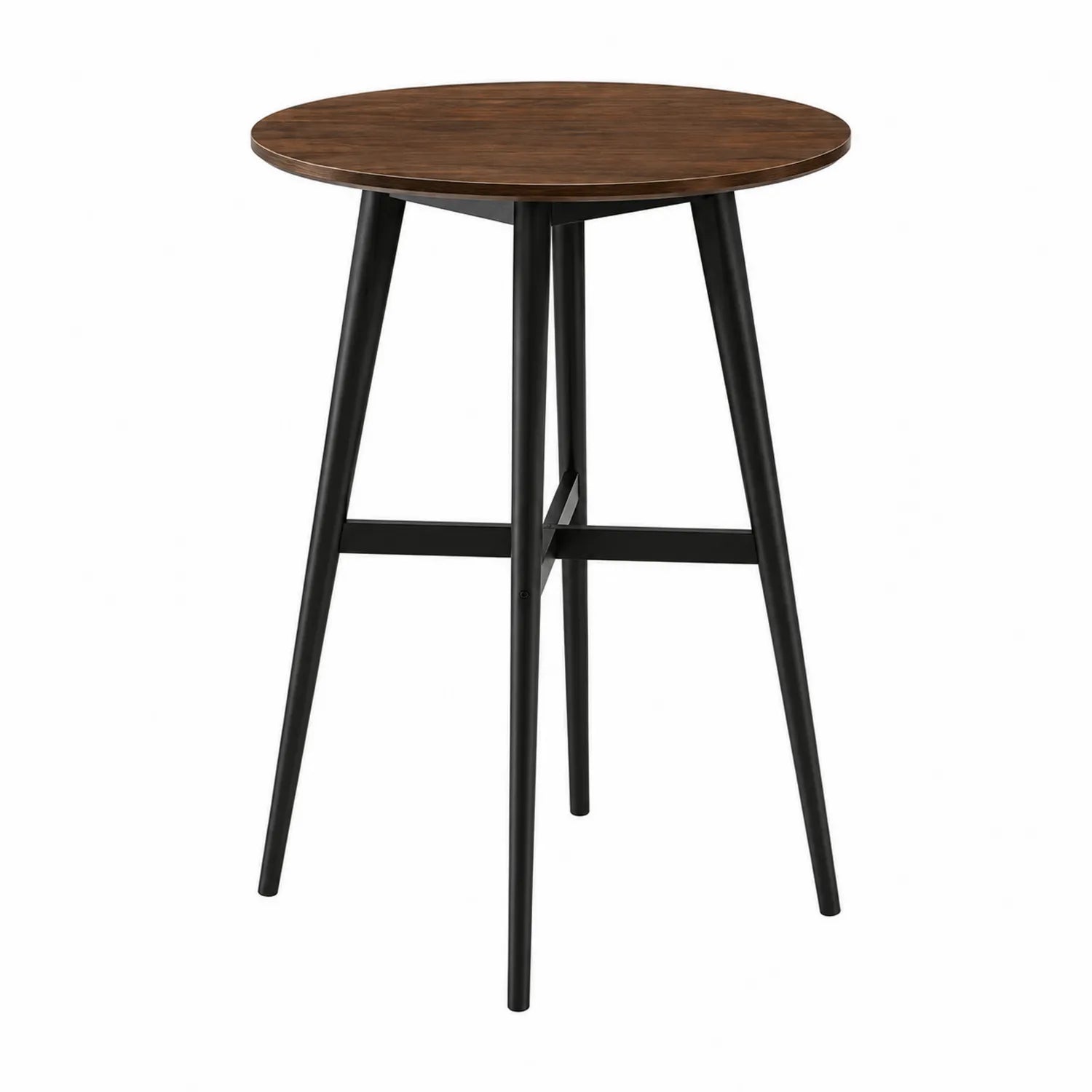 Runder Holztisch mit Metallbeinen, Ø 60 cm, Höhe 100 cm, Braun/Schwarz