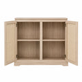 Sideboard aus Holz mit Rattantüren, Hellbraun