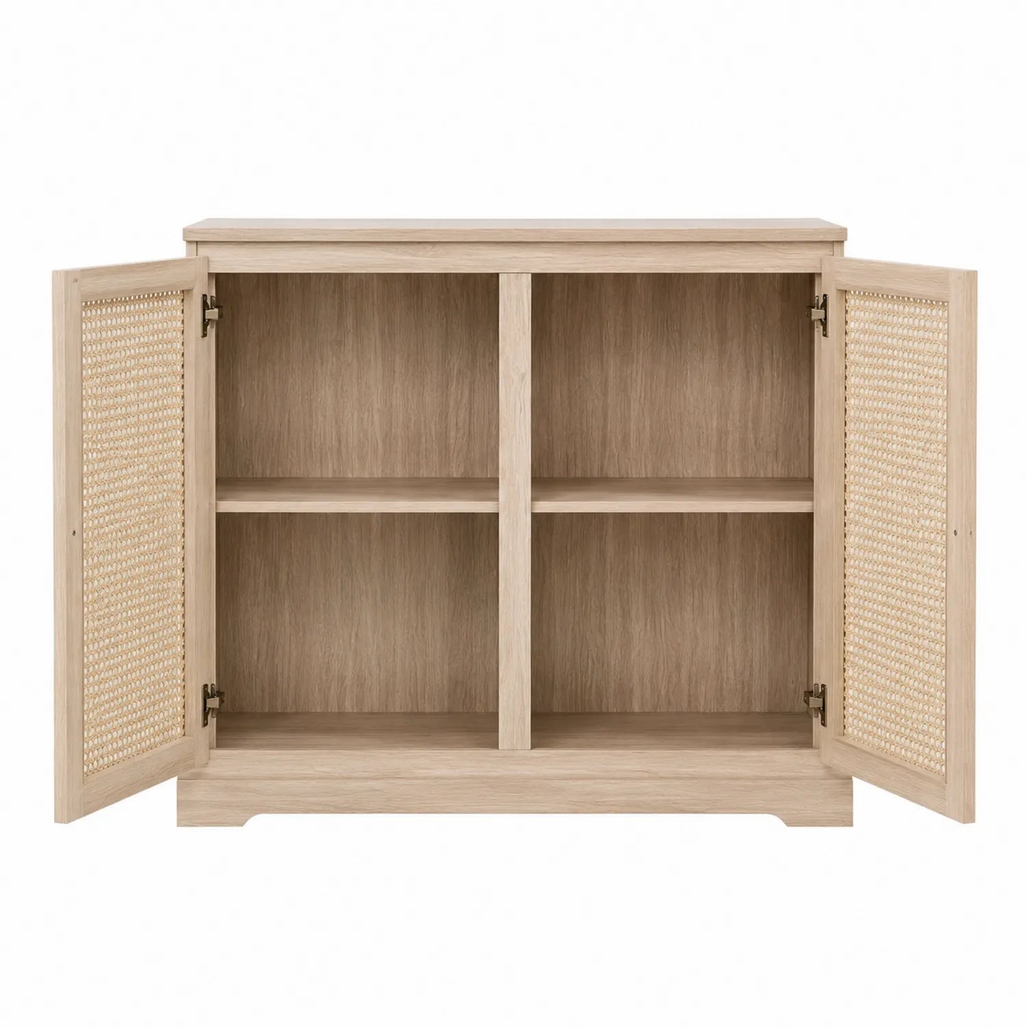 Sideboard aus Holz mit Rattantüren, Hellbraun