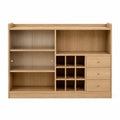 Eichenholz Barschrank mit Riffelglastüren und Weinregalen