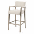 Barhocker aus Stoff mit Edelstahlrahmen, Beige, Höhe 110 cm