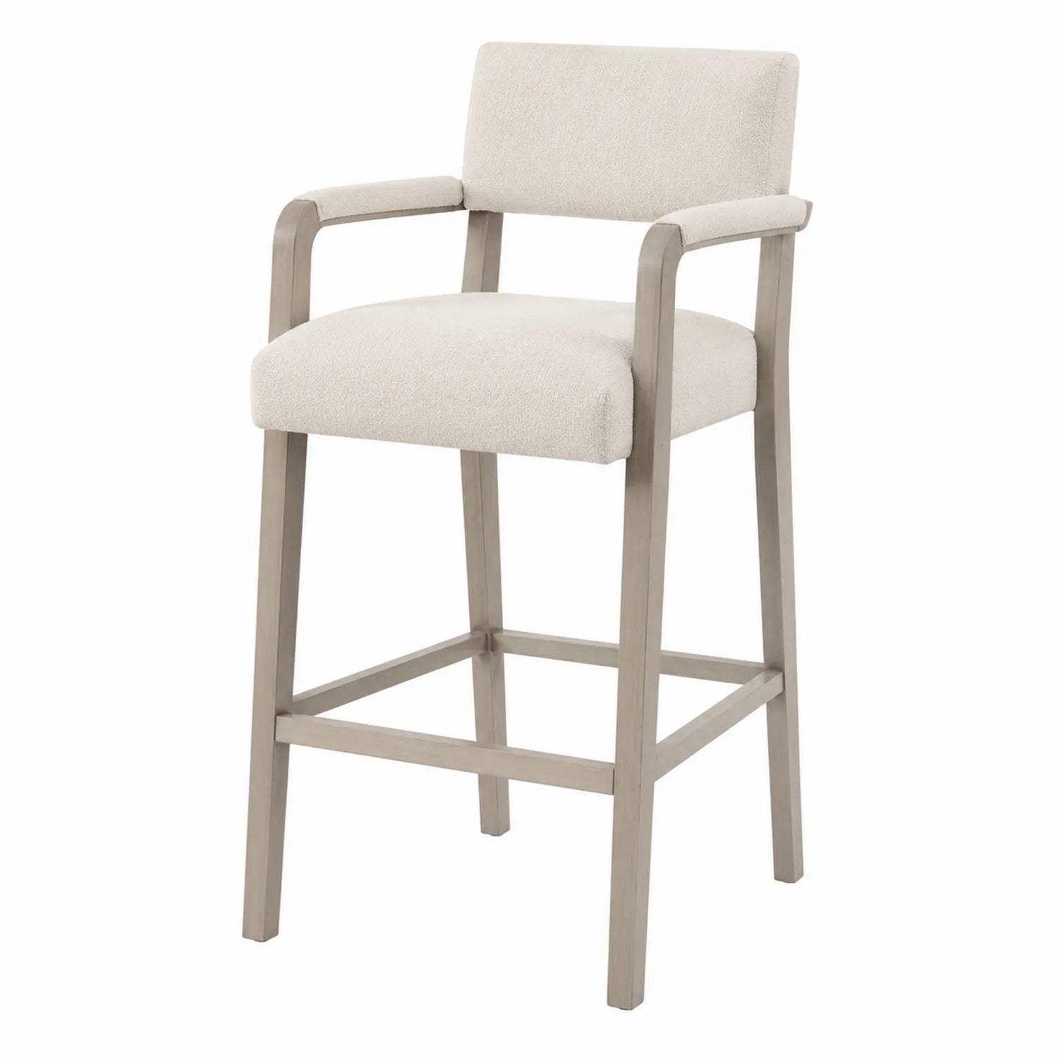 Barhocker aus Stoff mit Edelstahlrahmen, Beige, Höhe 110 cm