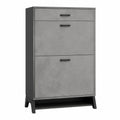 Schuhschrank Betonoptik mit Metallgriffen 80x35x120 cm