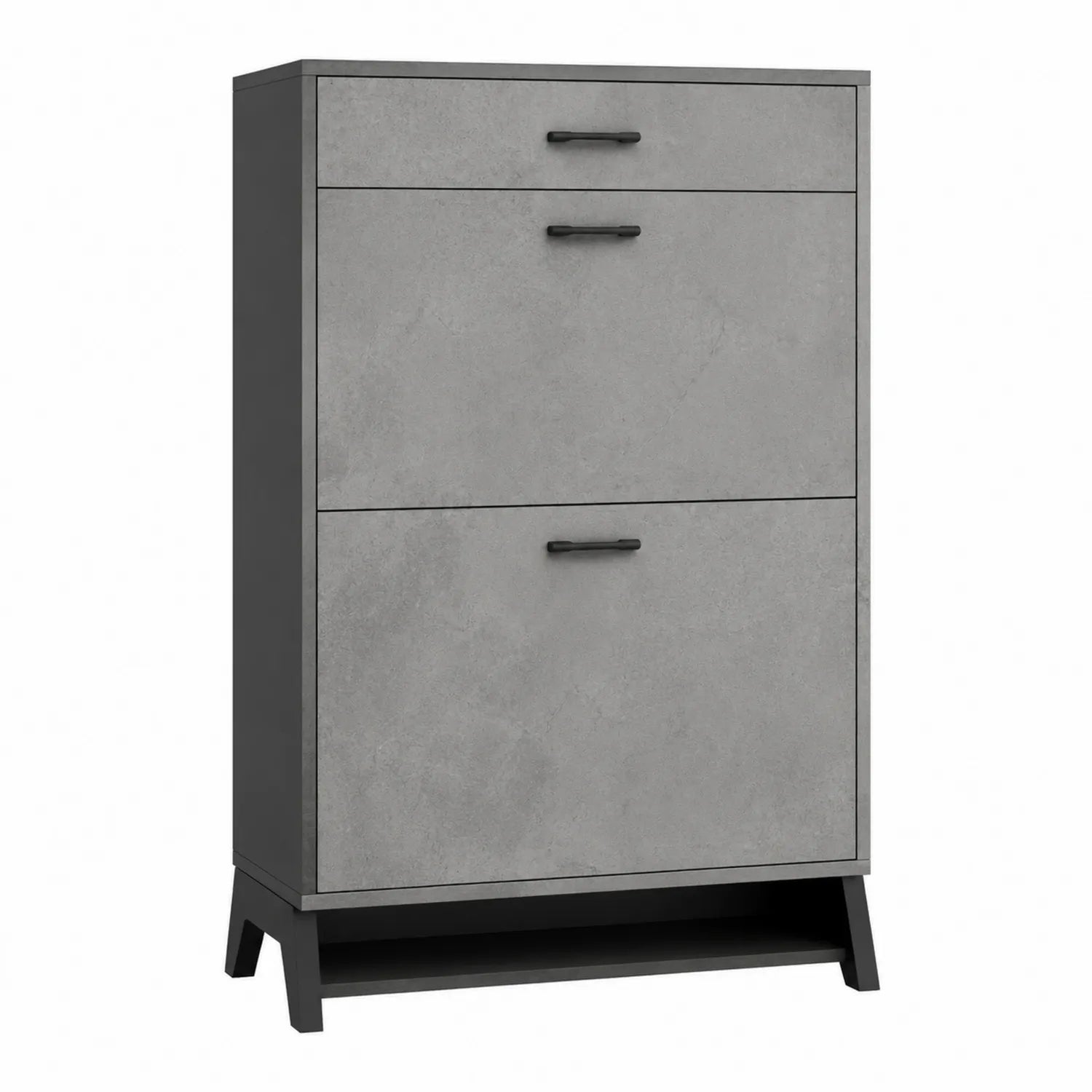 Schuhschrank Betonoptik mit Metallgriffen 80x35x120 cm