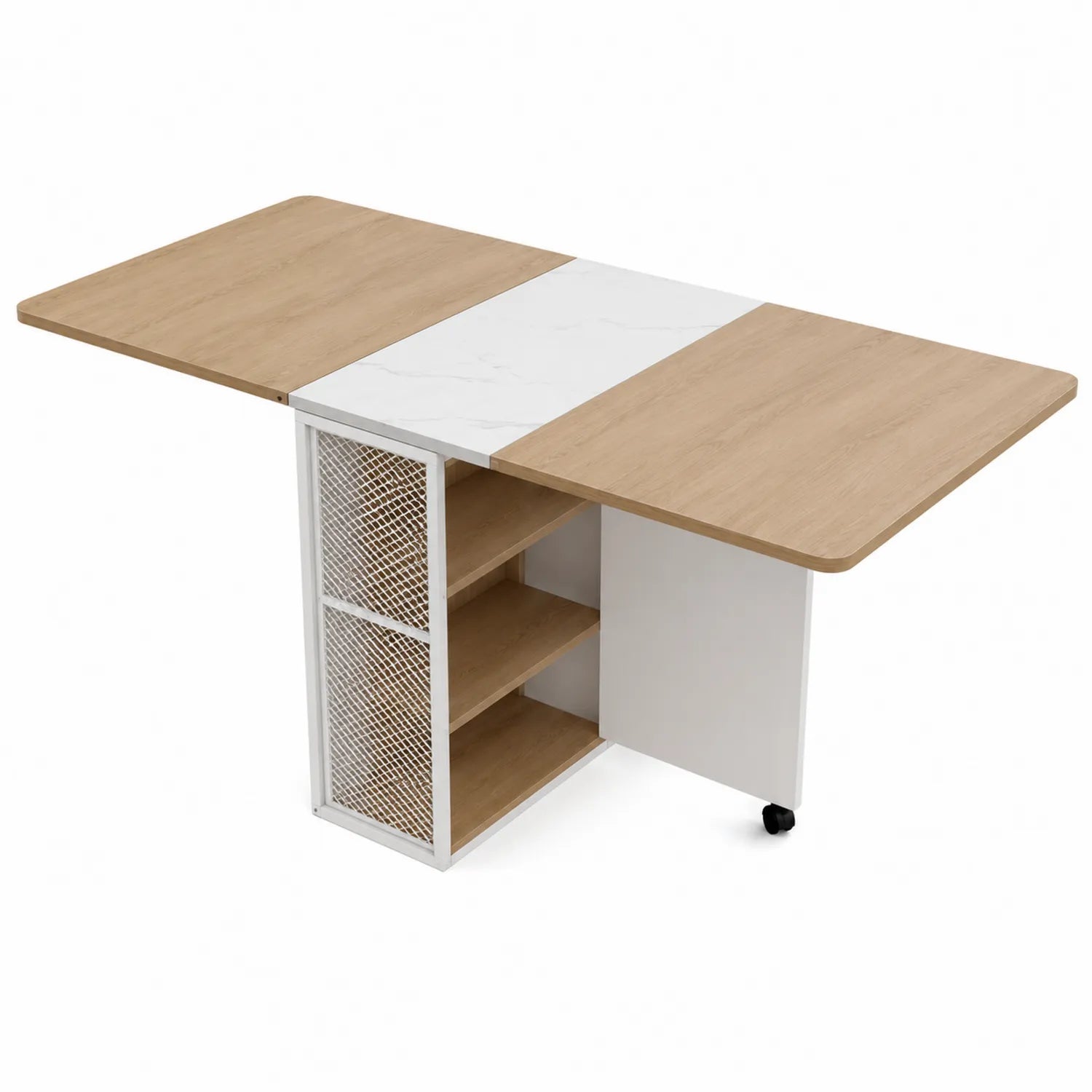 Klapptisch MDF Holzoptik Marmor-Optik mit Regalen