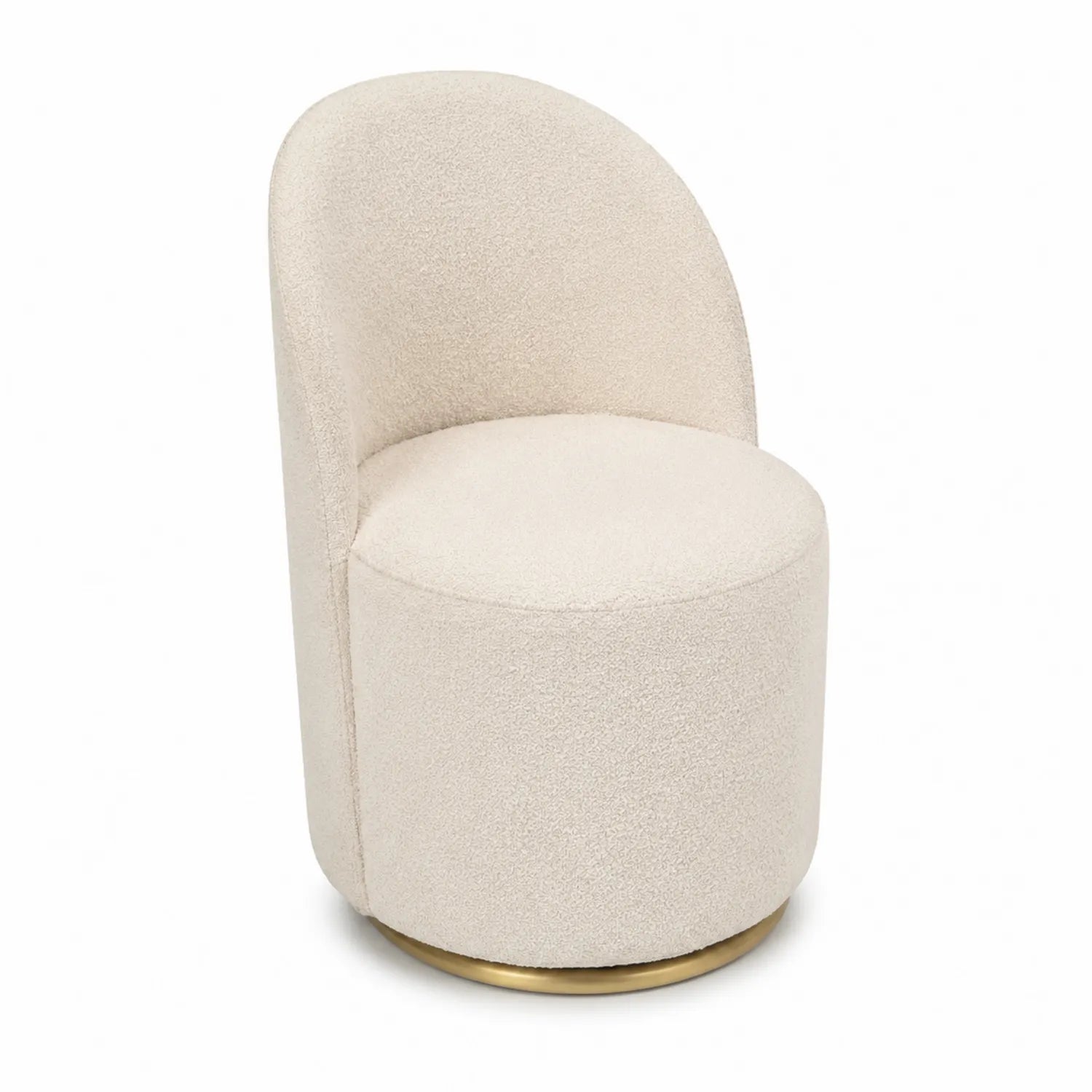 Runder Polstersessel mit Metallfuß in Creme