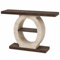 Konsolentisch Holz Travertin Braun Beige 120cm