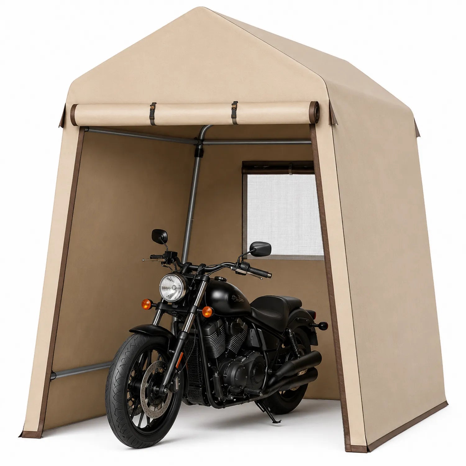 Motorrad Unterstand Stahlrohr Polyester Beige 300x200x240 cm