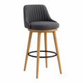 Holz-Barhocker mit Polyesterstoff Dunkelgrau