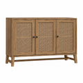 Sideboard aus Eichenholz mit Rattan-Türen 150x40x80cm Natur