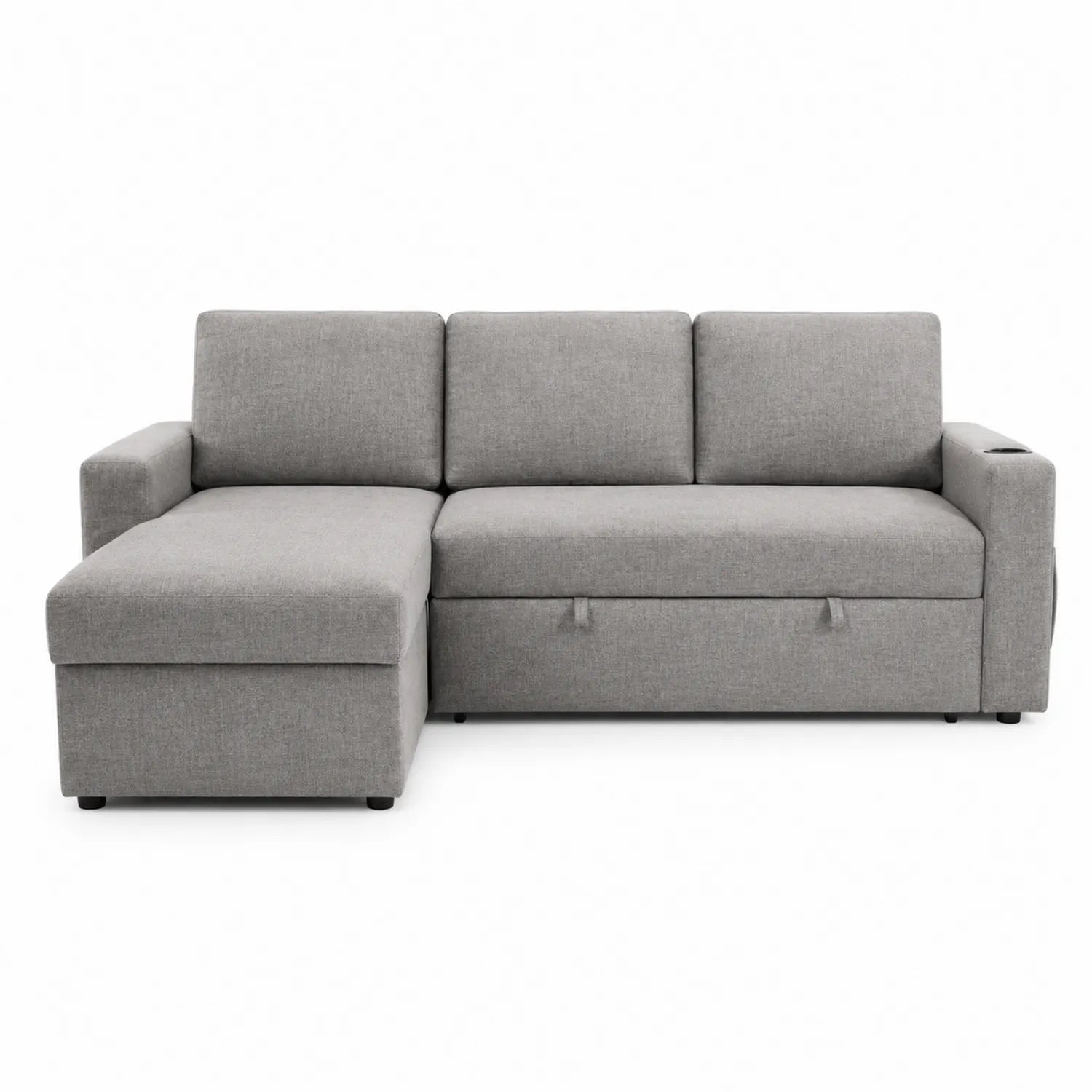 Ecksofa mit Schlaffunktion Polyester Grau 225cm