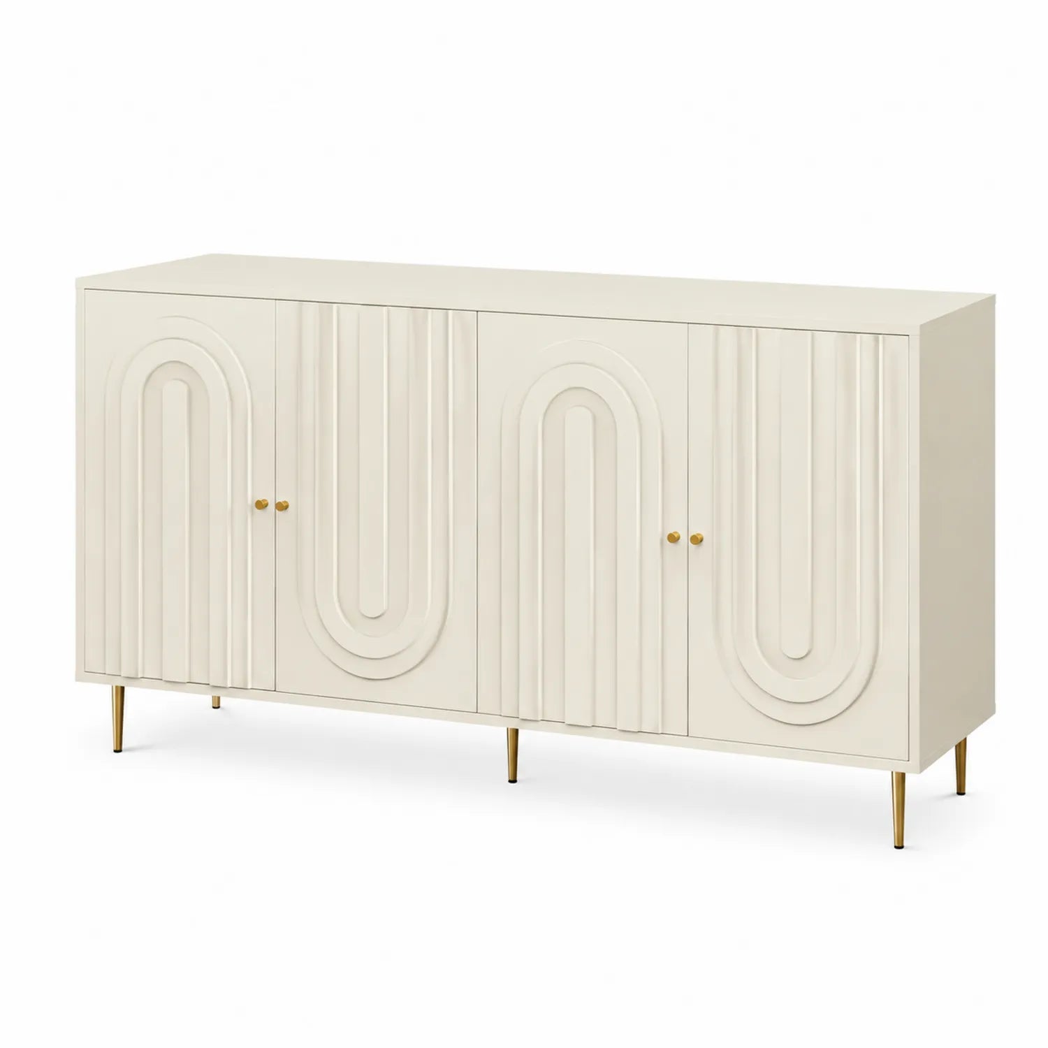 Sideboard Holz Weiß mit Metallfüße 160x40x80cm