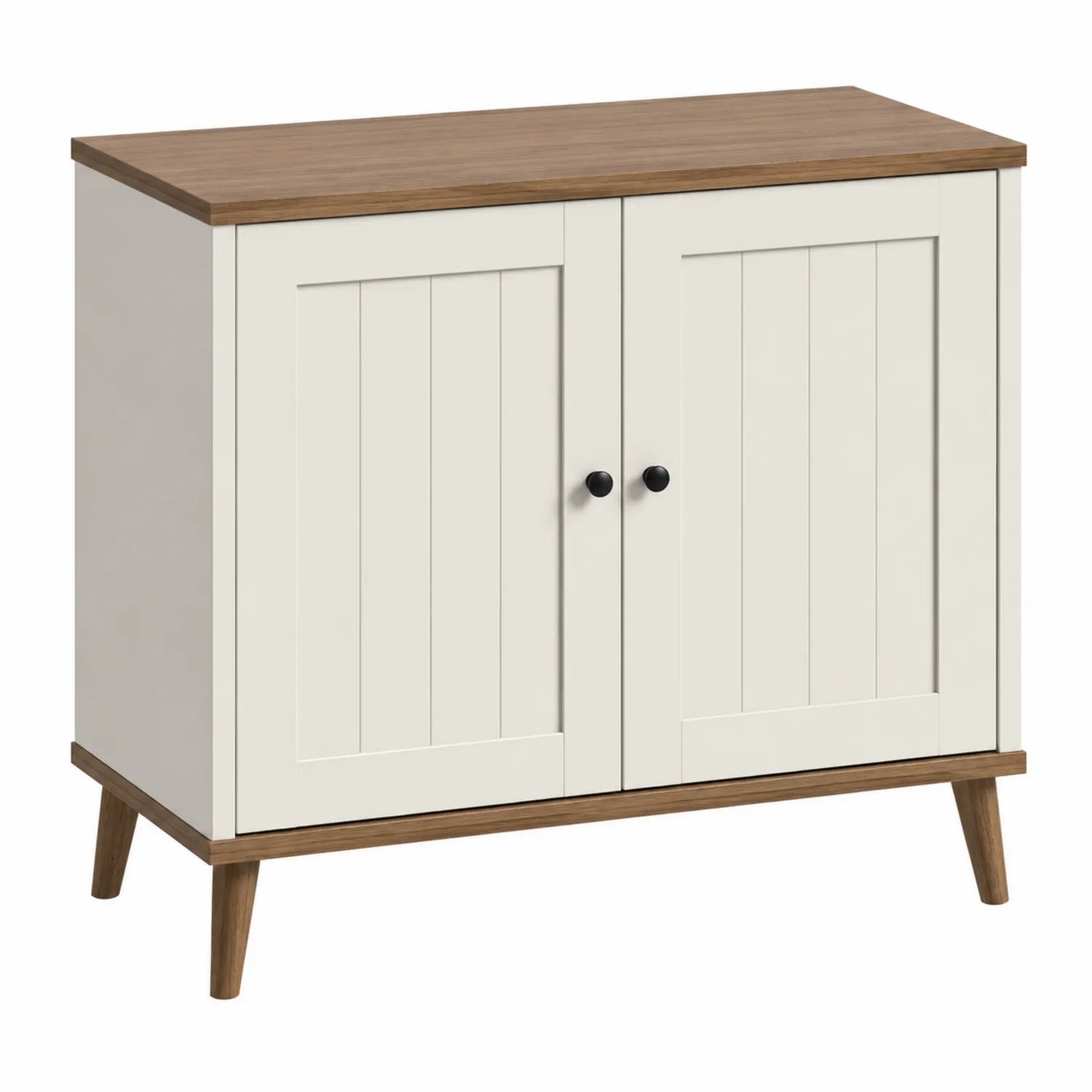 Schuhschrank mit Türen aus MDF und Eichenfurnier 80x35x80cm