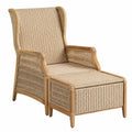 Liegestuhl aus Rattan und Teakholz Natur mit Hocker