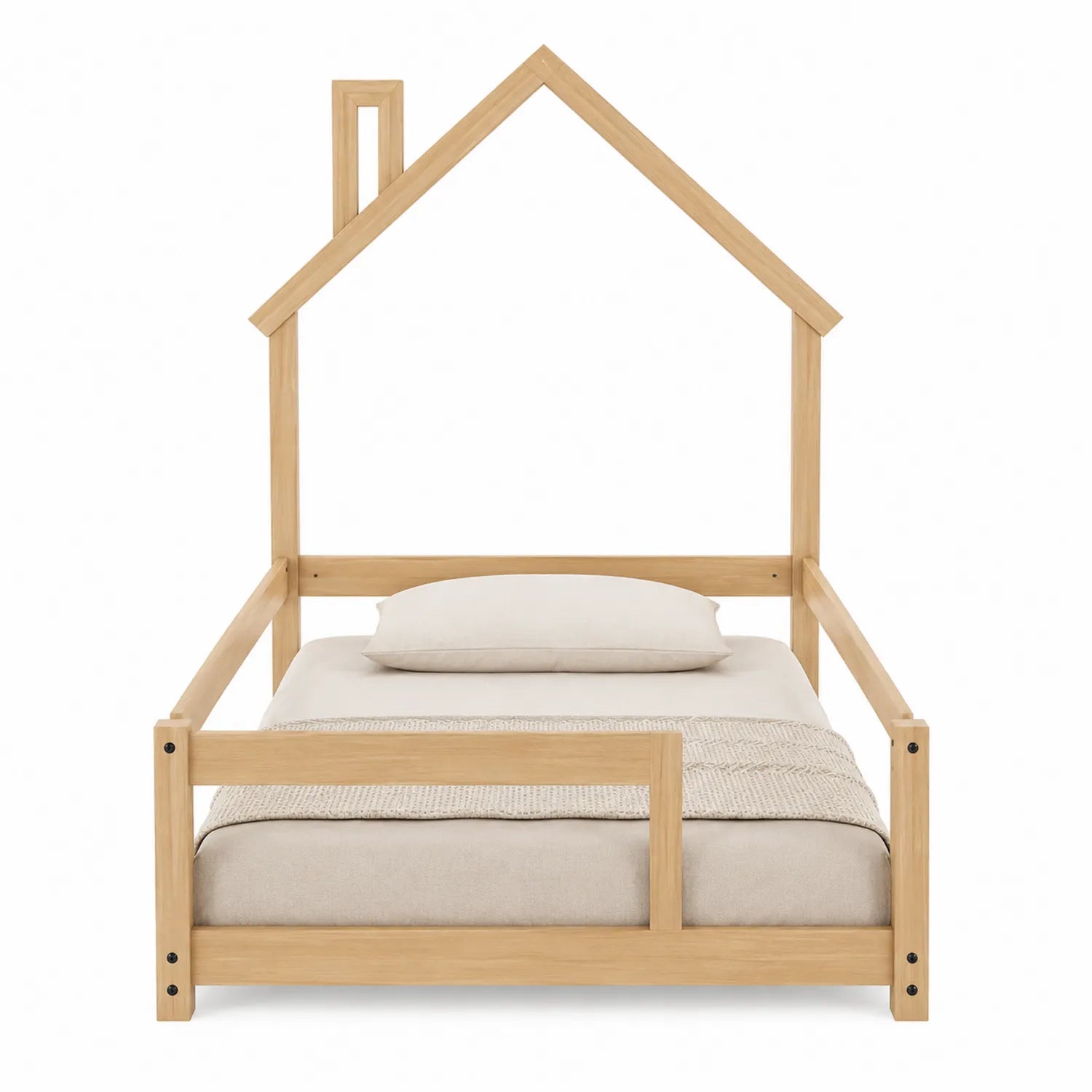 Holzbett für Kinder in Hausform 200x90 cm Natur
