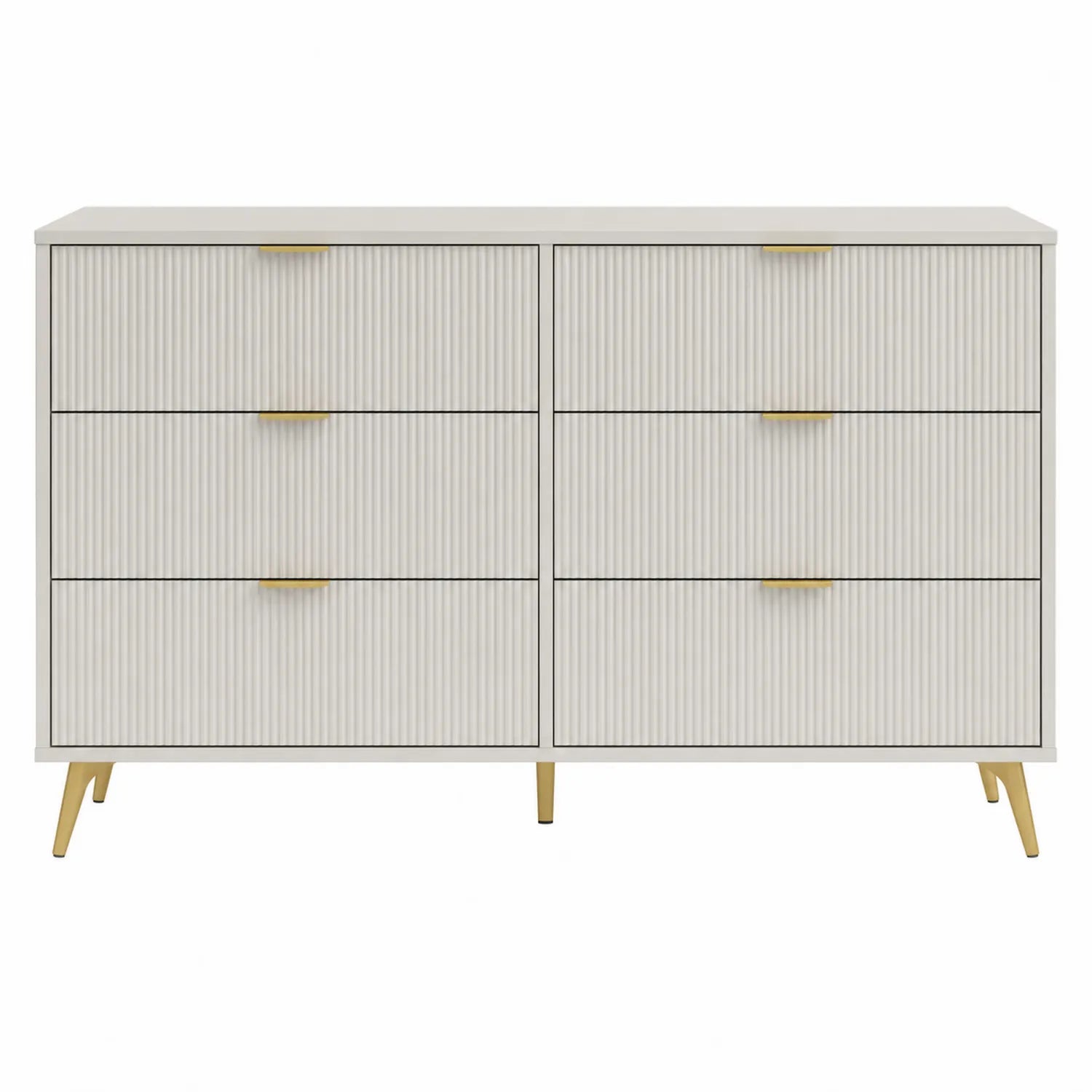 Holzkommode mit 6 Schubladen Weiß/Gold 120x45x80 cm