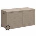 Garten-Aufbewahrungsbox Holzoptik Beige 140x60x84 cm mit Rädern