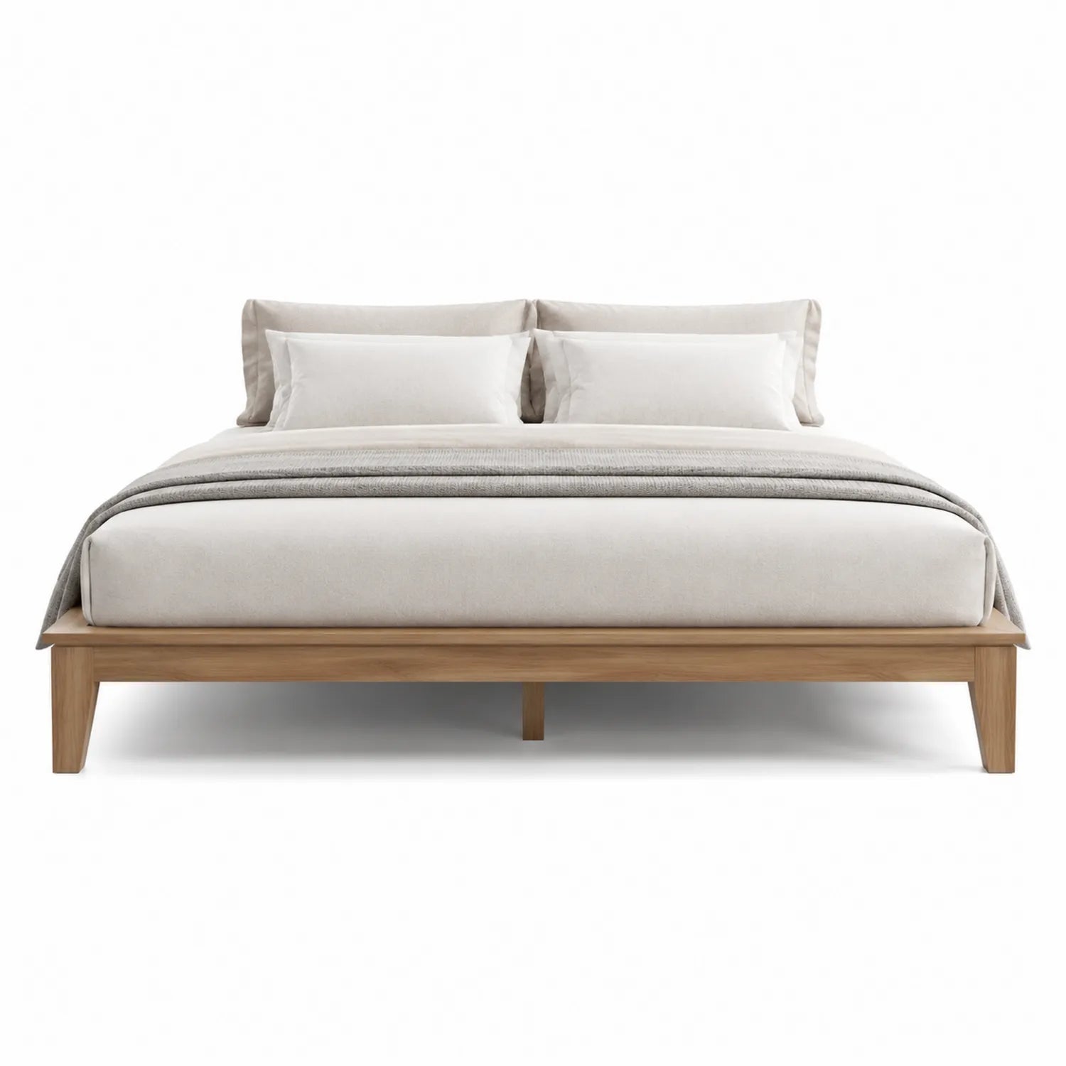 Holzbett aus Eiche Beige mit Kissen 200x200 cm