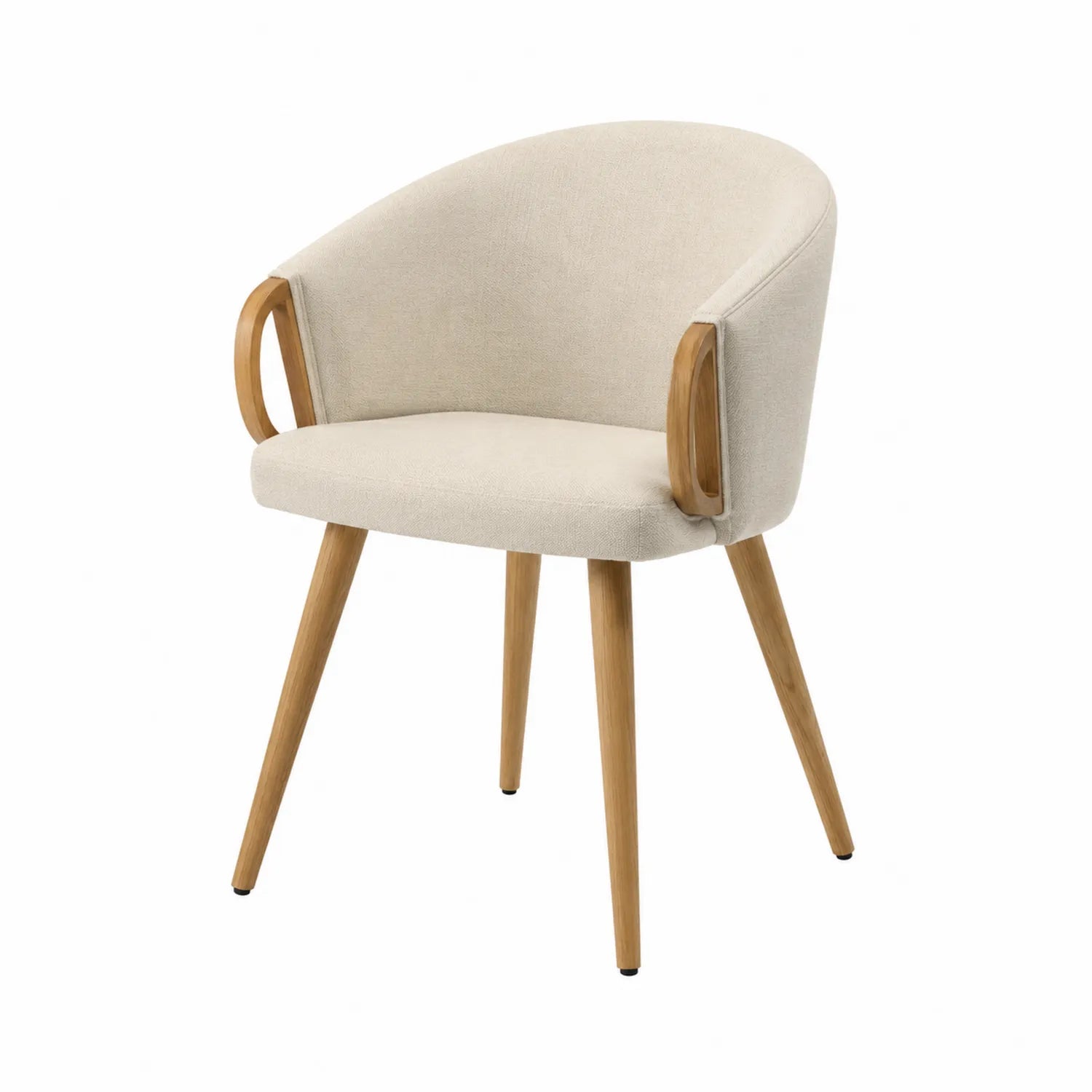 Esszimmerstuhl Stoffbezug mit Holzelementen Beige 81cm