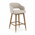 Barhocker mit Rückenlehne Stoff Beige Massivholz 75cm