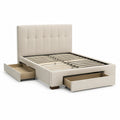 Polsterbett mit Schubladen aus Stoff in Beige 160x200 cm